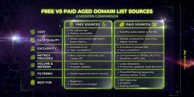 Mostdomain Where to find a quality aged domains list (free and paid sources compared)