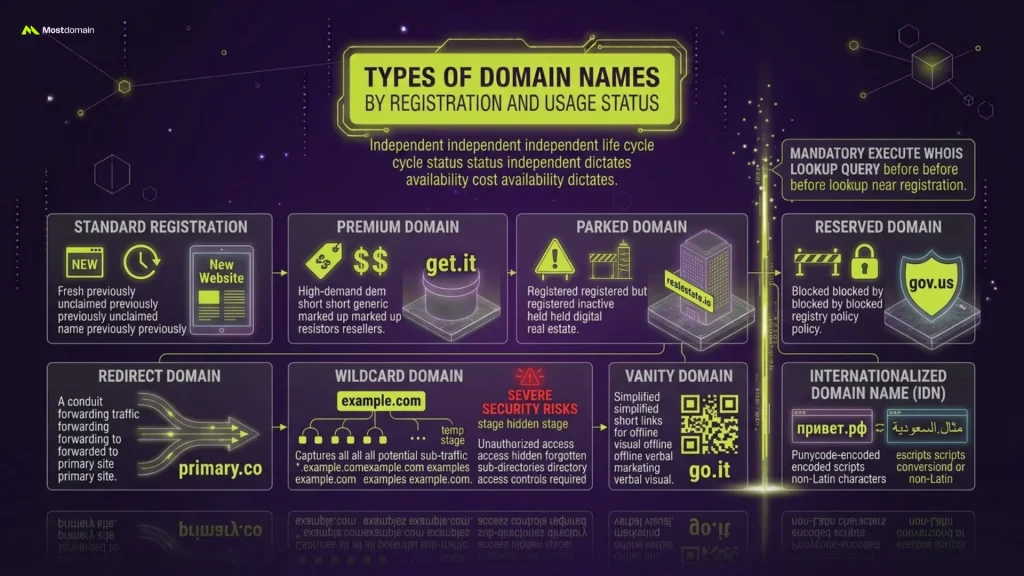 Types of Domain Names by Registration and Usage Status