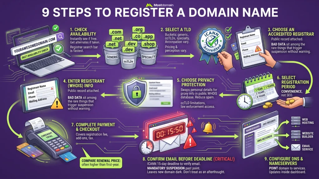 The 9 Steps to Register a Domain Name