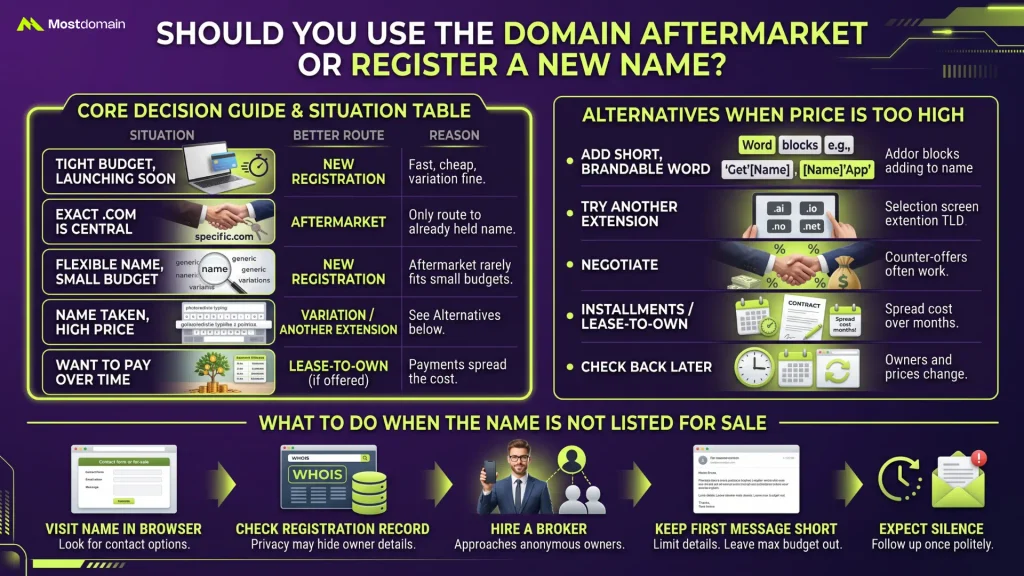 Should You Use the Domain Aftermarket or Register a New Name?