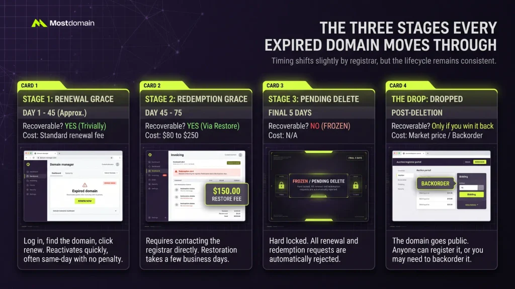 The Three Stages Every Expired Domain Moves Through