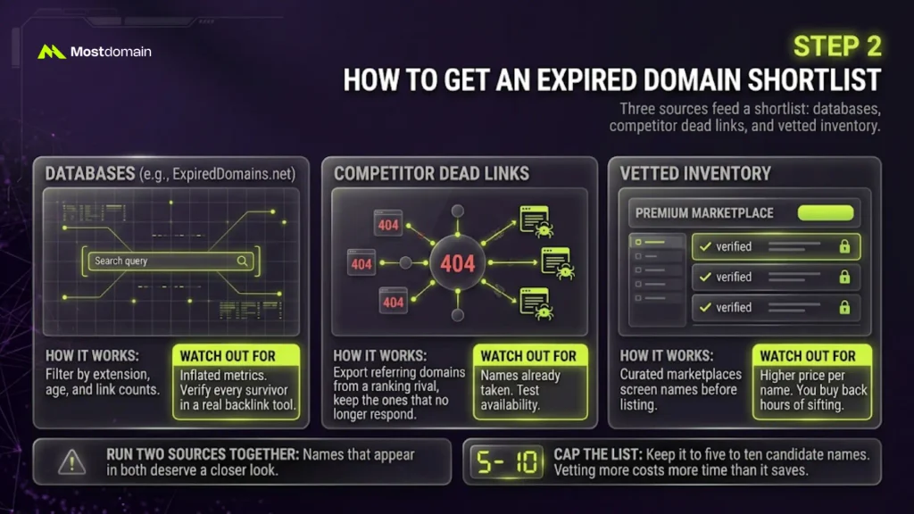 Step 2: How to Get an Expired Domain Shortlist