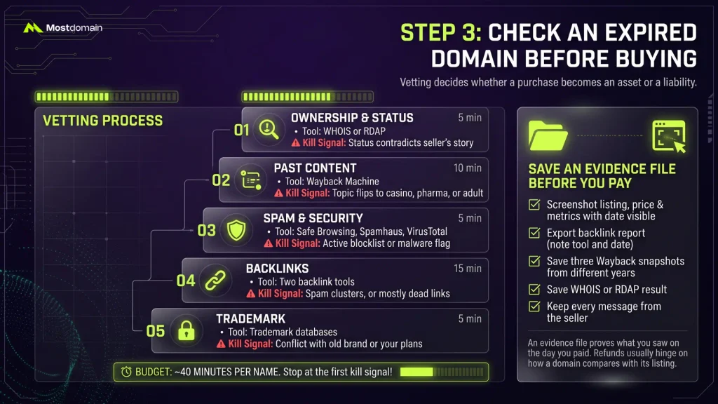 Step 3: Check an Expired Domain Before Buying
