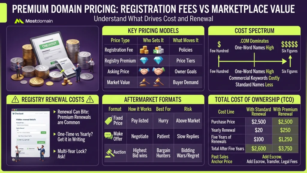 Premium Domain Pricing: Registration Fees vs Marketplace Value