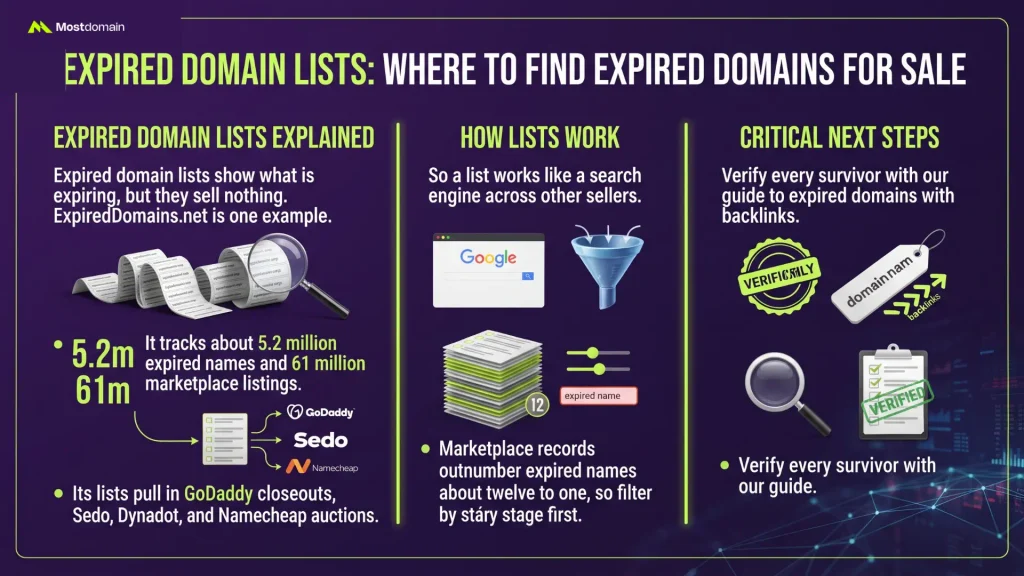 Expired Domain Lists: Where to Find Expired Domains for Sale