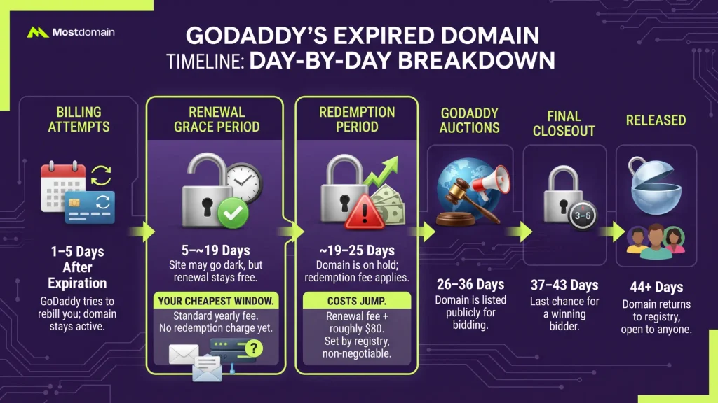 GoDaddy's Expired Domain Timeline
