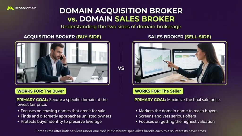 Domain Acquisition Broker vs. Domain Sales Broker